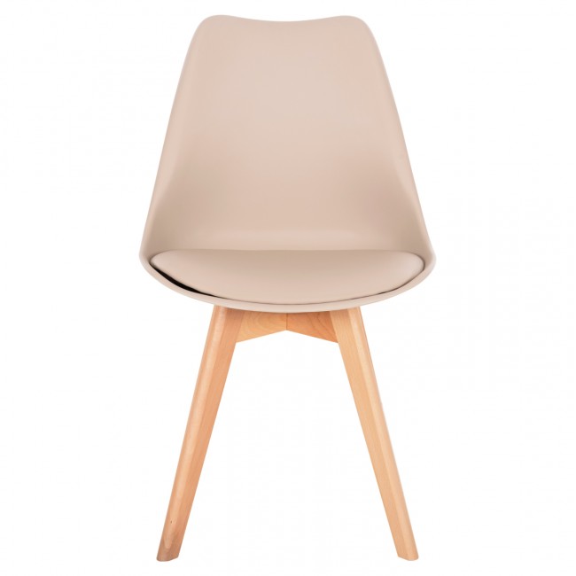Καρέκλα Gast pp-pu σε cappuccino απόχρωση με ξύλινο πόδι σε φυσική απόχρωση 47x56,6x83
