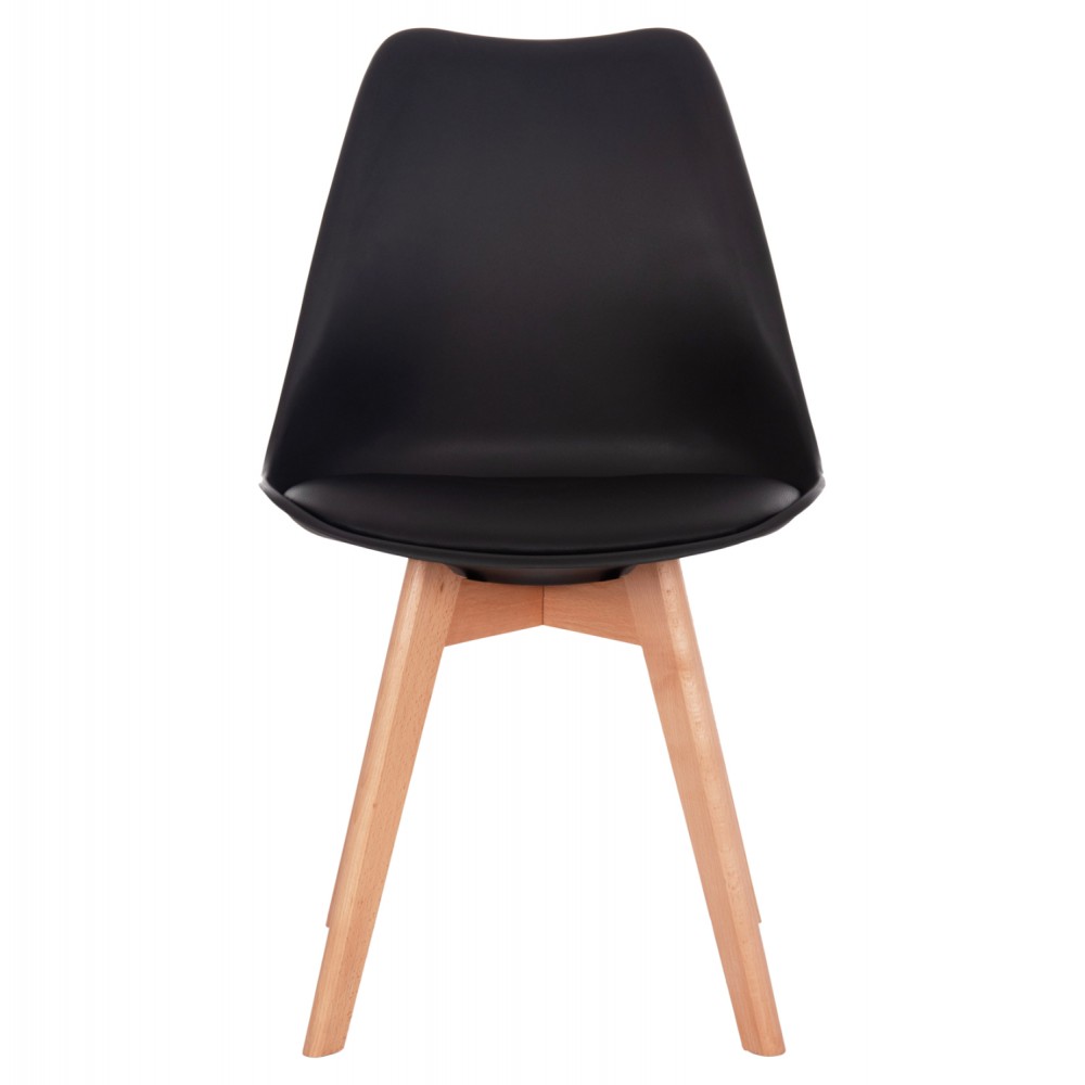 Καρέκλα Gast pp-pu σε μαύρη απόχρωση με ξύλινο πόδι σε φυσική απόχρωση 47x56,6x83