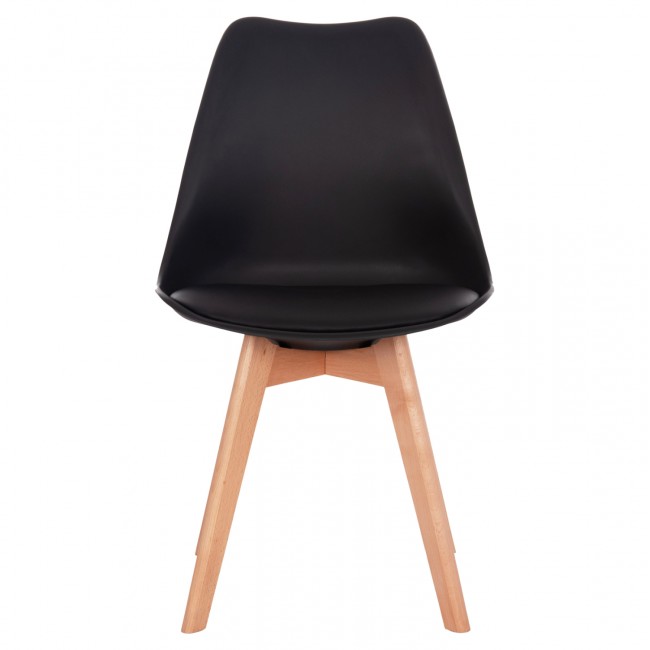 Καρέκλα Gast pp-pu σε μαύρη απόχρωση με ξύλινο πόδι σε φυσική απόχρωση 47x56,6x83