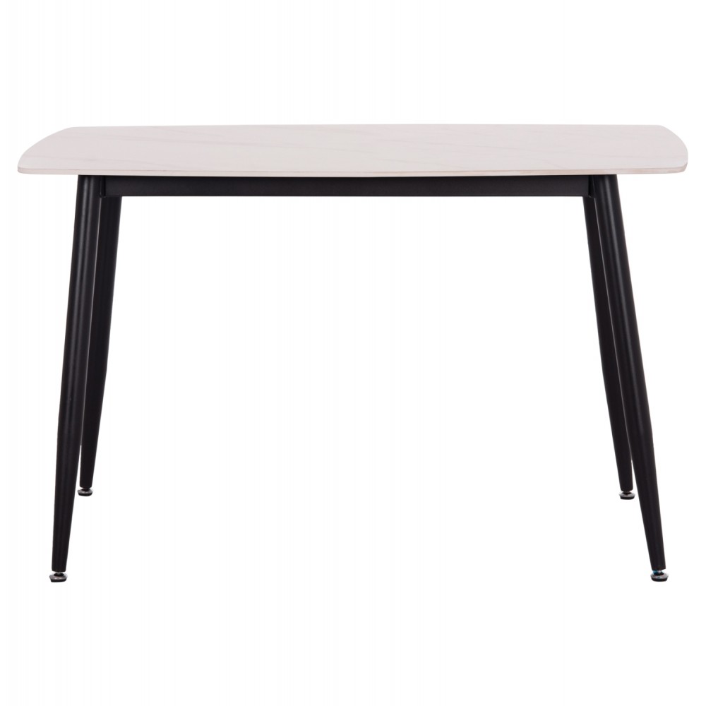 Τραπέζι Rav λευκό μαρμάρου sintered stone-μαύρο μέταλλο 120x70x75