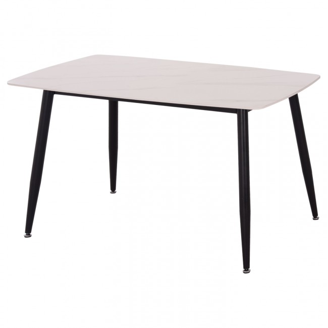 Τραπέζι Rav λευκό μαρμάρου sintered stone-μαύρο μέταλλο 120x70x75