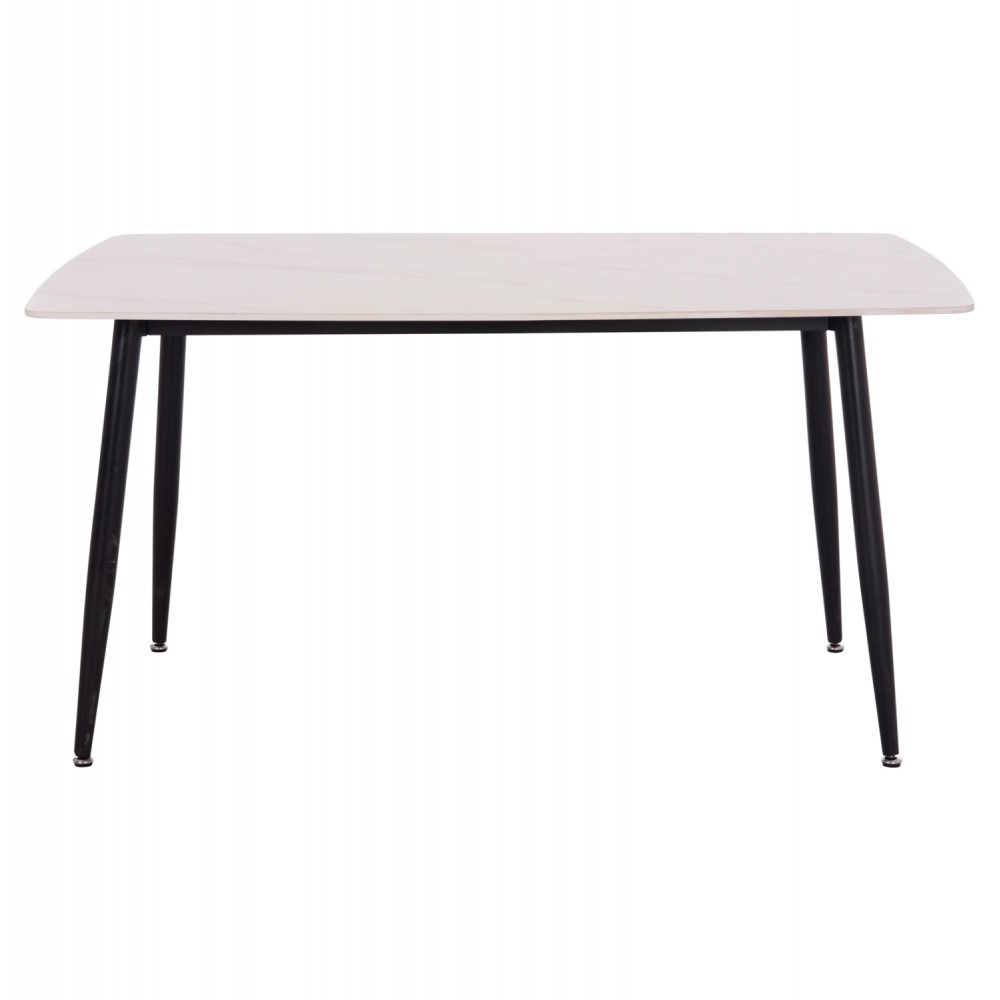 Τραπέζι Rav λευκό μαρμάρου sintered stone-μαύρο μέταλλο 140x80x75