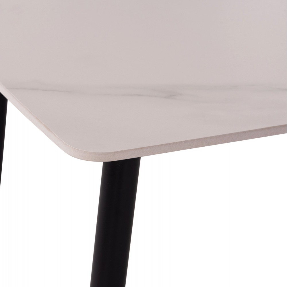 Τραπέζι Rav λευκό μαρμάρου sintered stone-μαύρο μέταλλο 140x80x75