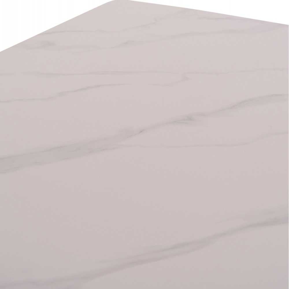 Τραπέζι Rav λευκό μαρμάρου sintered stone-μαύρο μέταλλο 140x80x75