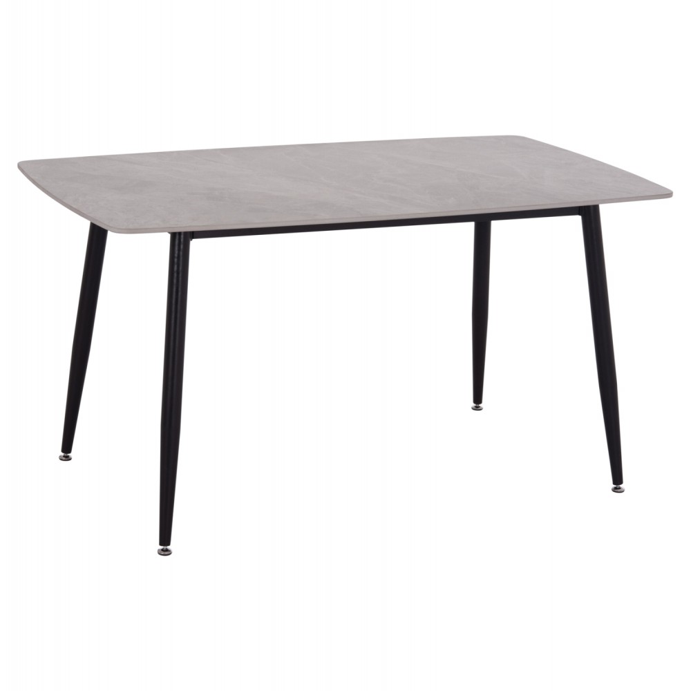 Τραπέζι Rav γκρι μαρμάρου sintered stone-μαύρο μέταλλο 140x80x75