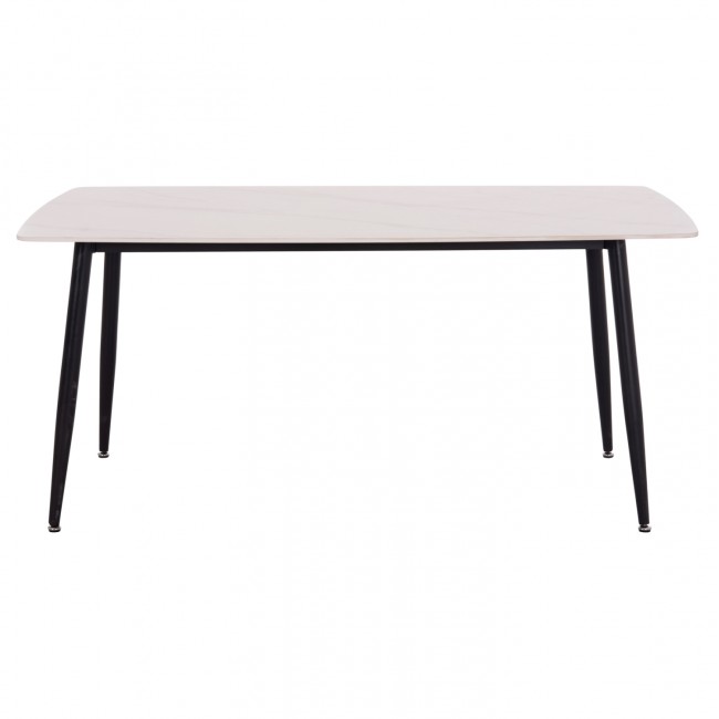 Τραπέζι Rav λευκό μαρμάρου sintered stone-μαύρο μέταλλο 160x90x75