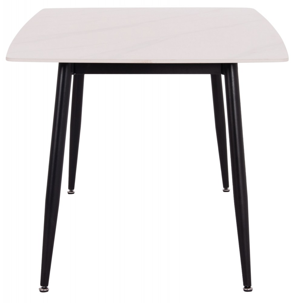 Τραπέζι Rav λευκό μαρμάρου sintered stone-μαύρο μέταλλο 160x90x75
