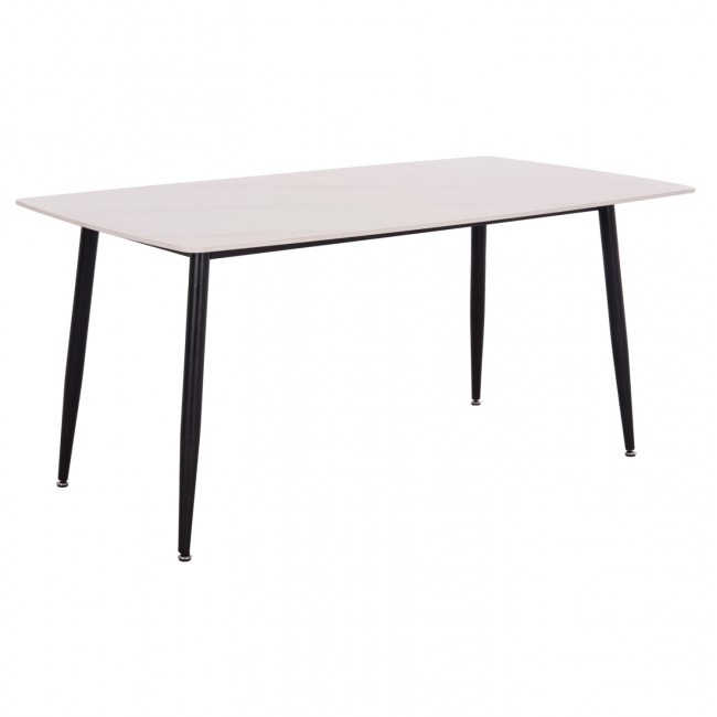 Τραπέζι Rav λευκό μαρμάρου sintered stone-μαύρο μέταλλο 160x90x75