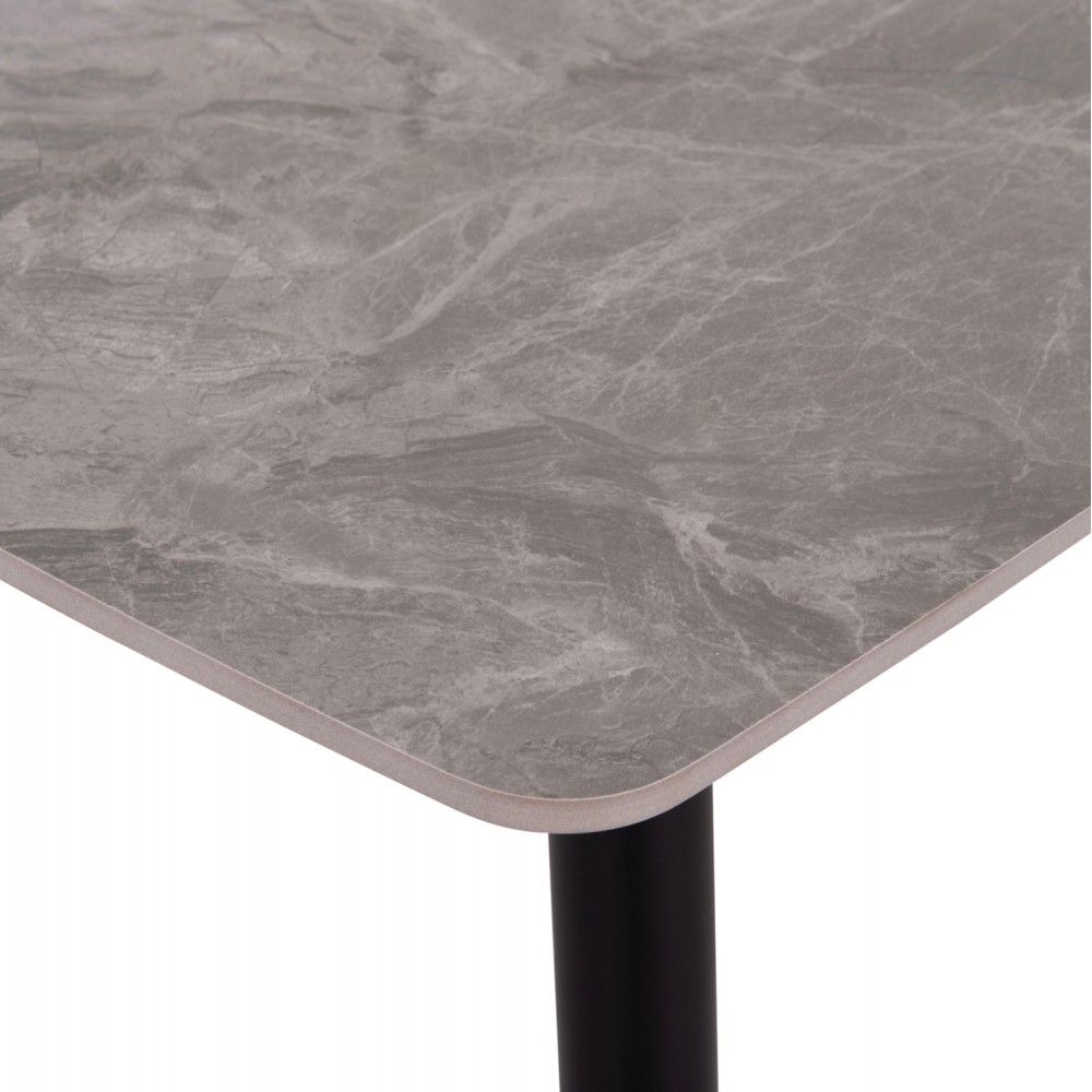 Τραπέζι Rav γκρι μαρμάρου sintered stone-μαύρο μέταλλο 160x90x75