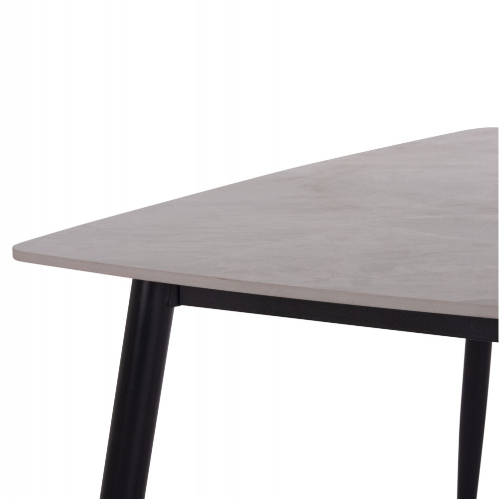 Τραπέζι Rav γκρι μαρμάρου sintered stone-μαύρο μέταλλο 160x90x75