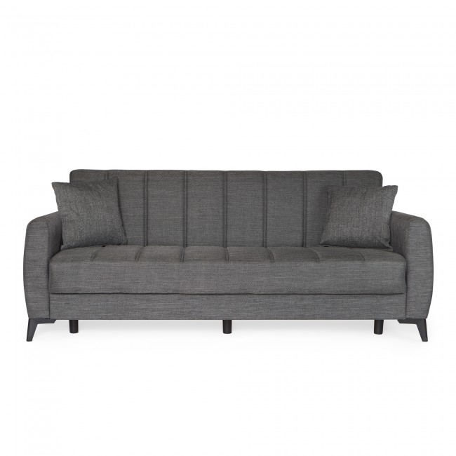 Καναπές-κρεβάτι με αποθηκευτικό χώρο διθέσιος Milos γκρι ύφασμα 148x78x85