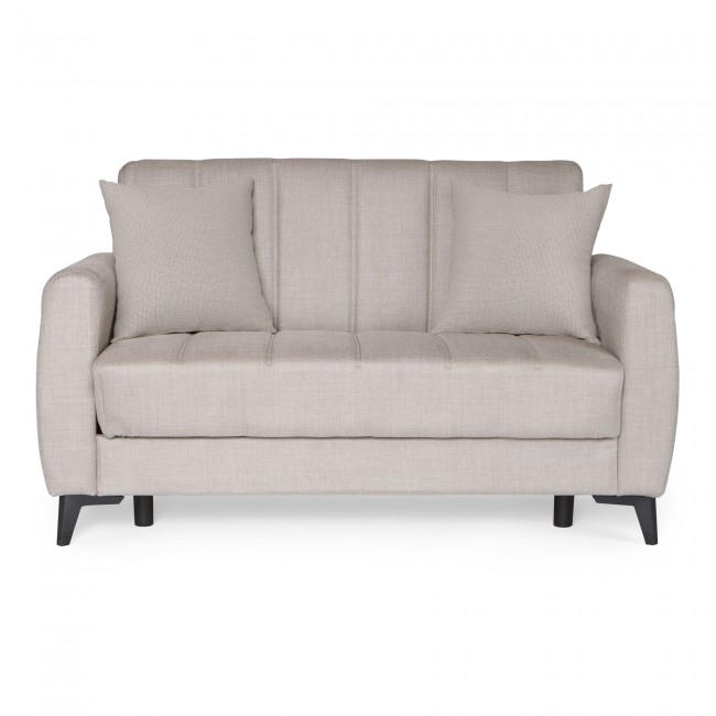 Καναπές-κρεβάτι με αποθηκευτικό χώρο διθέσιος Milos μπεζ-γκρι ύφασμα 148x78x85