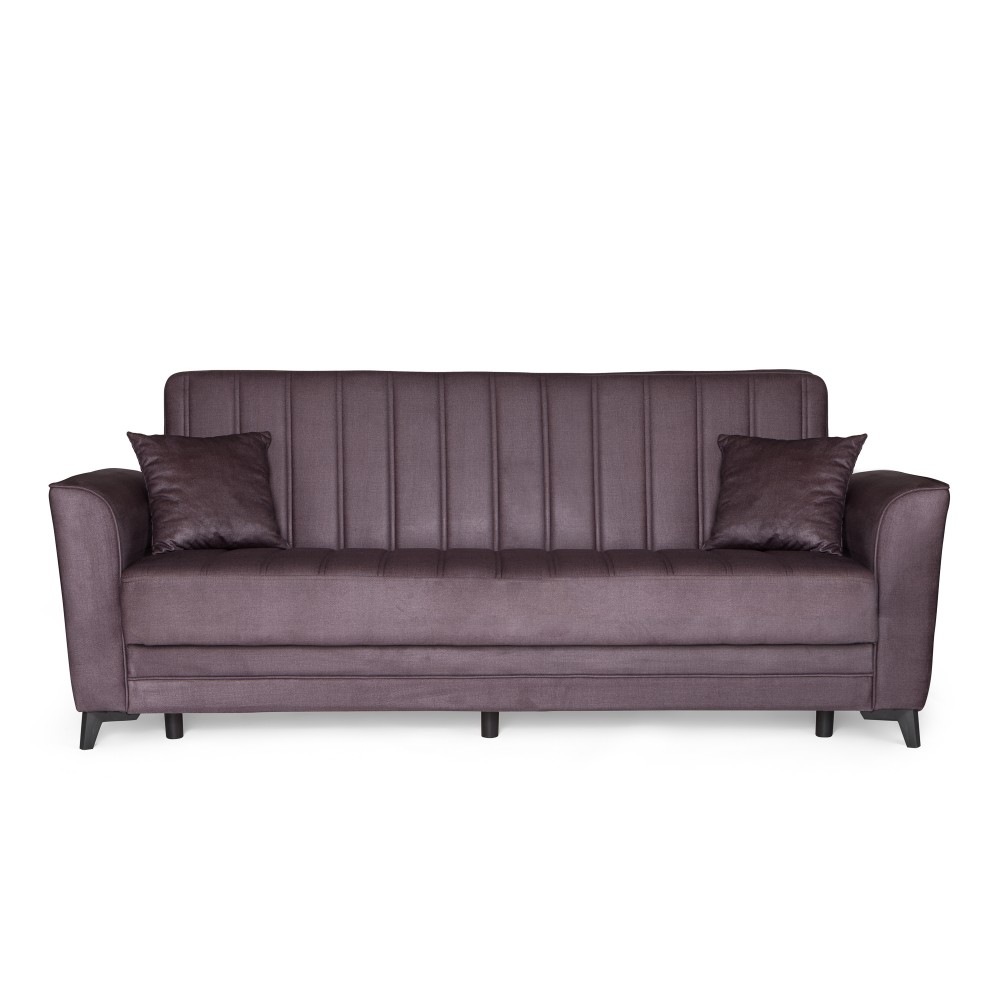 Καναπές-κρεβάτι με αποθηκευτικό χώρο τριθέσιος Anna γκρι σκούρο ύφασμα 227x85x97