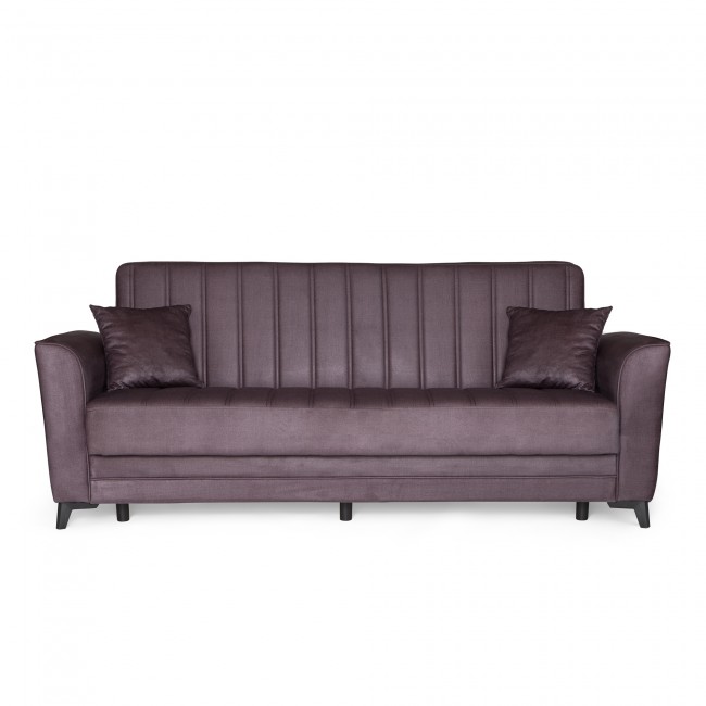 Καναπές-κρεβάτι με αποθηκευτικό χώρο τριθέσιος Anna γκρι σκούρο ύφασμα 227x85x97