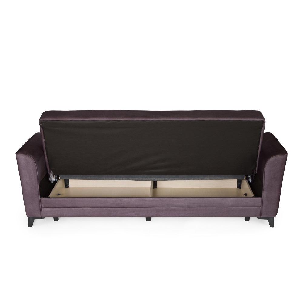 Καναπές-κρεβάτι με αποθηκευτικό χώρο τριθέσιος Anna γκρι σκούρο ύφασμα 227x85x97