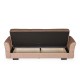 Καναπές-κρεβάτι με αποθηκευτικό χώρο τριθέσιος Flam μπεζ ύφασμα 216x85x80
