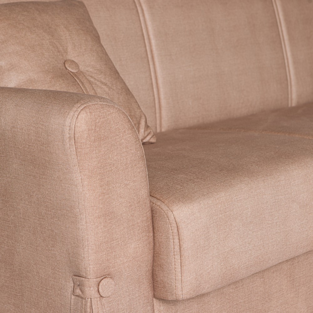 Καναπές-κρεβάτι με αποθηκευτικό χώρο τριθέσιος Flam μπεζ ύφασμα 216x85x80