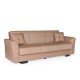 Καναπές-κρεβάτι με αποθηκευτικό χώρο τριθέσιος Flam μπεζ ύφασμα 216x85x80