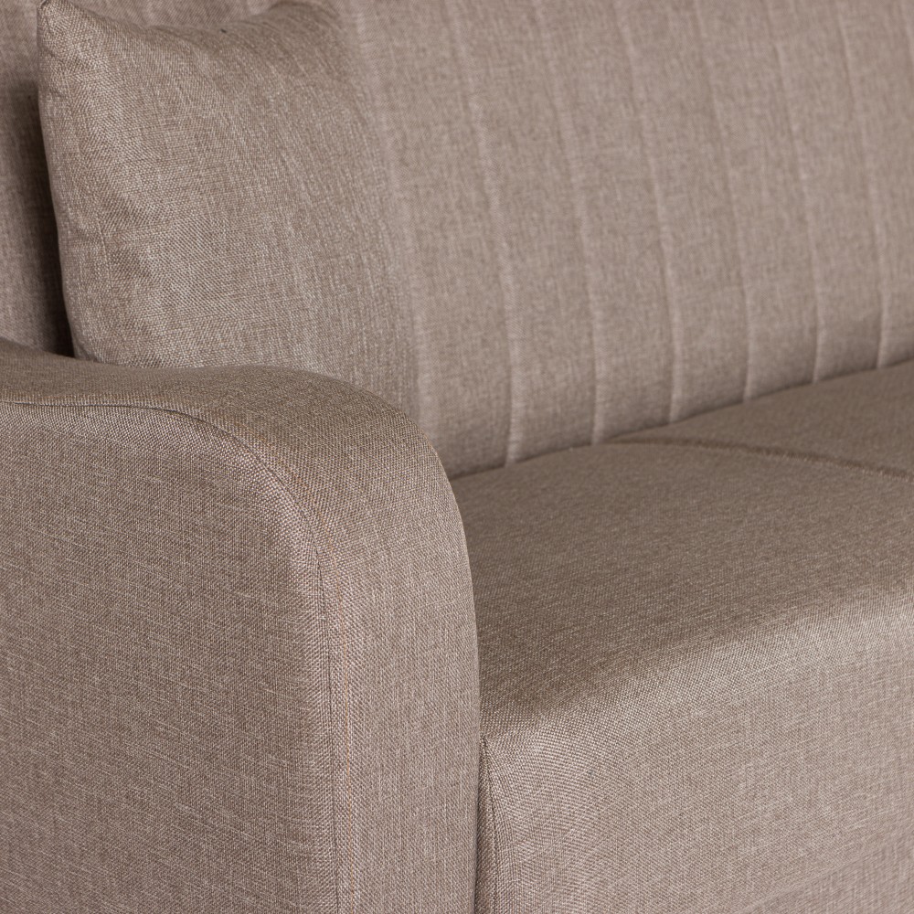 Καναπές-κρεβάτι με αποθηκευτικό χώρο τριθέσιος Rudy καφέ-μπεζ ύφασμα 204x78x85