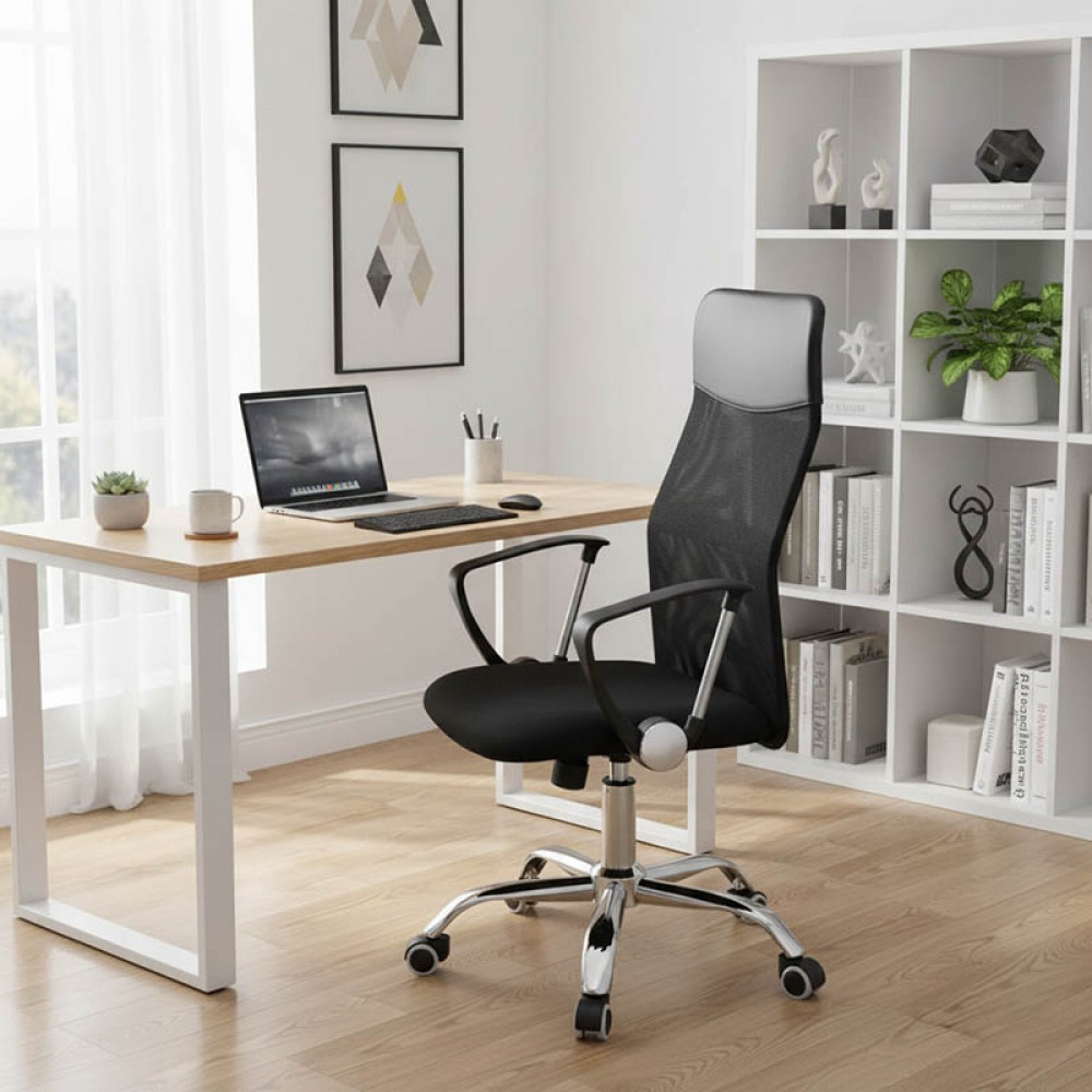 Καρέκλα γραφείου Lila ll με ύφασμα mesh σε μαύρη απόχρωση 61x59x109.5-123εκ