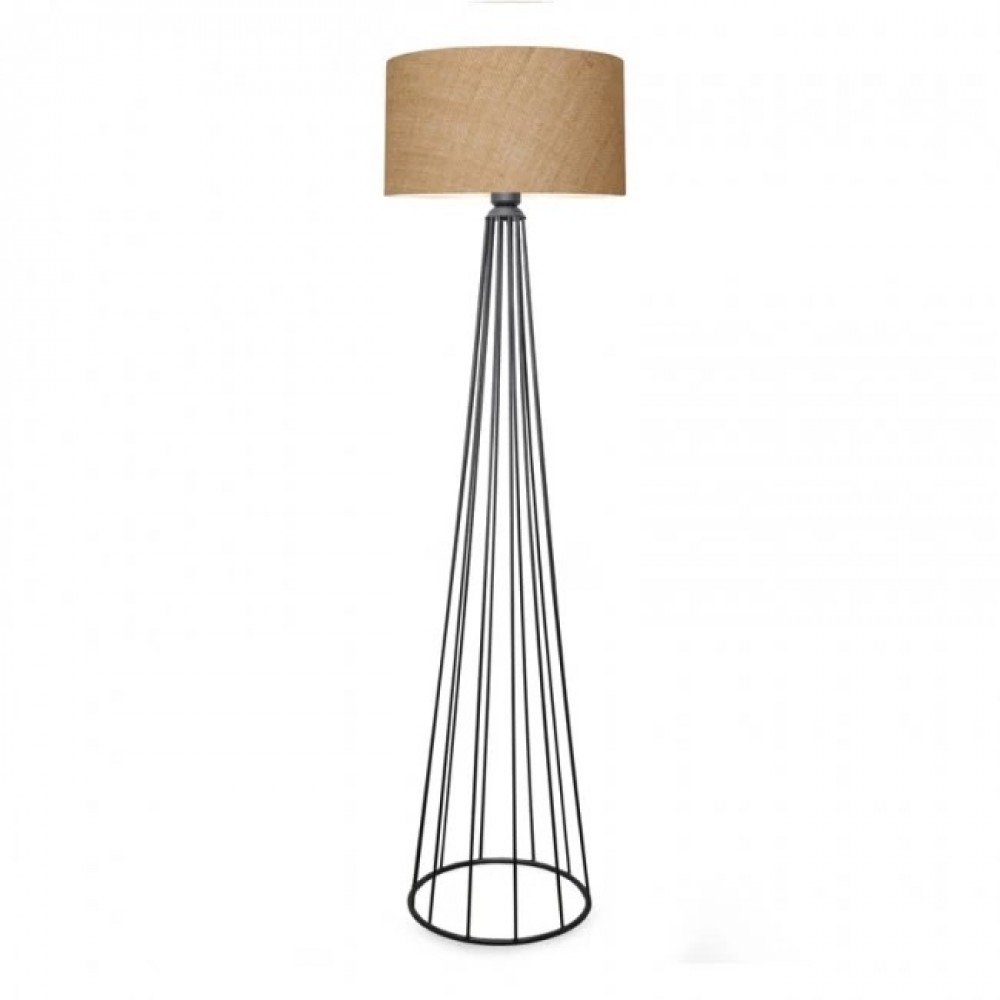 Φωτιστικό δαπέδου Pero Ε27 ύφασμα μπεζ/καφέ-μέταλλο μαύρο Φ38x155