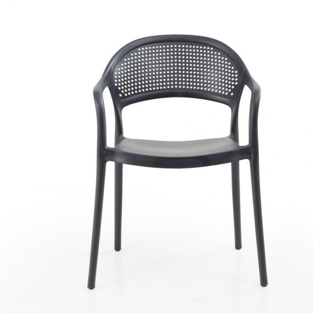 Πολυθρόνα Paros pp σε μαύρη απόχρωση 57x50x80