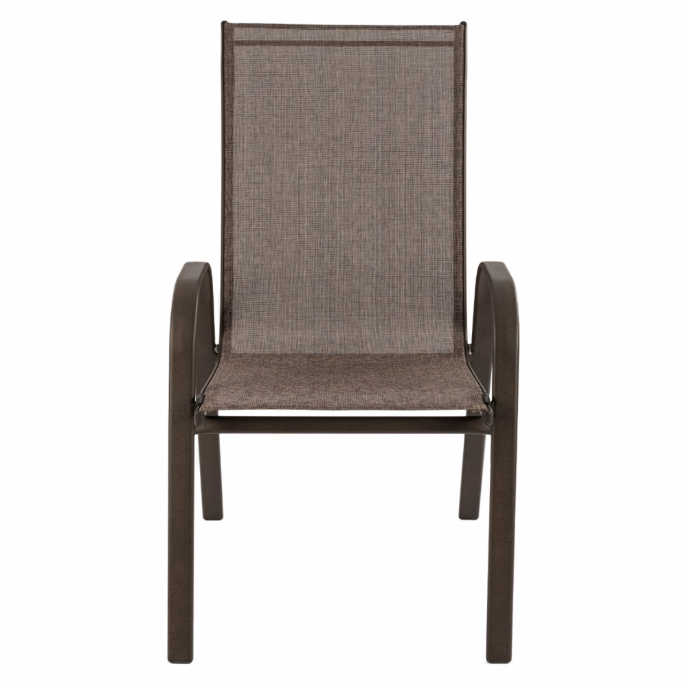Πολυθρόνα κήπου "Roby" μέταλλο σκούρo καφέ-textilene καφέ 55x75x95
