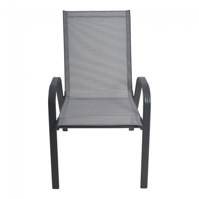 Πολυθρόνα κήπου "Roby" μέταλλο γκρι-textilene γκρι 55x75x95