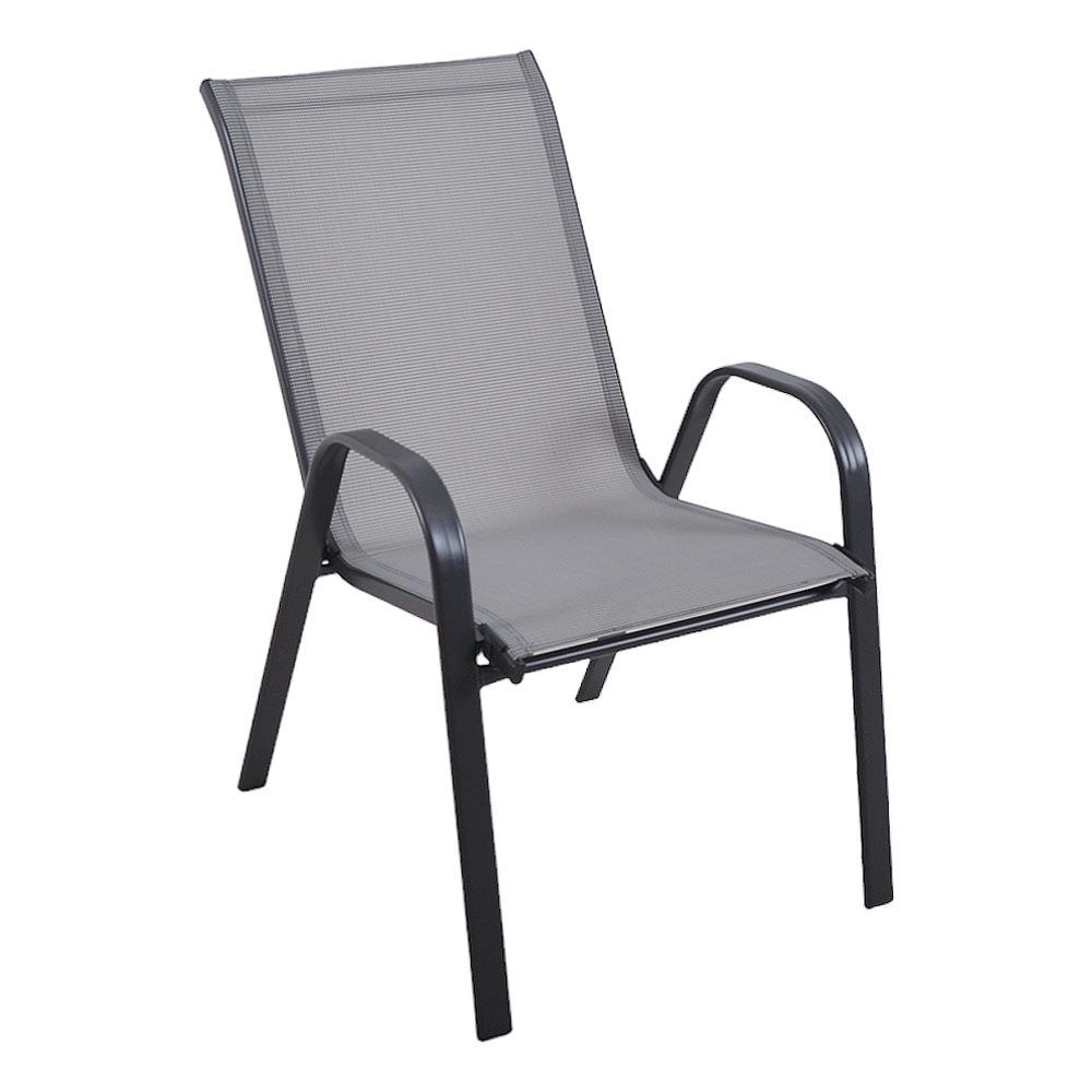 Πολυθρόνα κήπου "Roby" μέταλλο γκρι-textilene γκρι 55x75x95