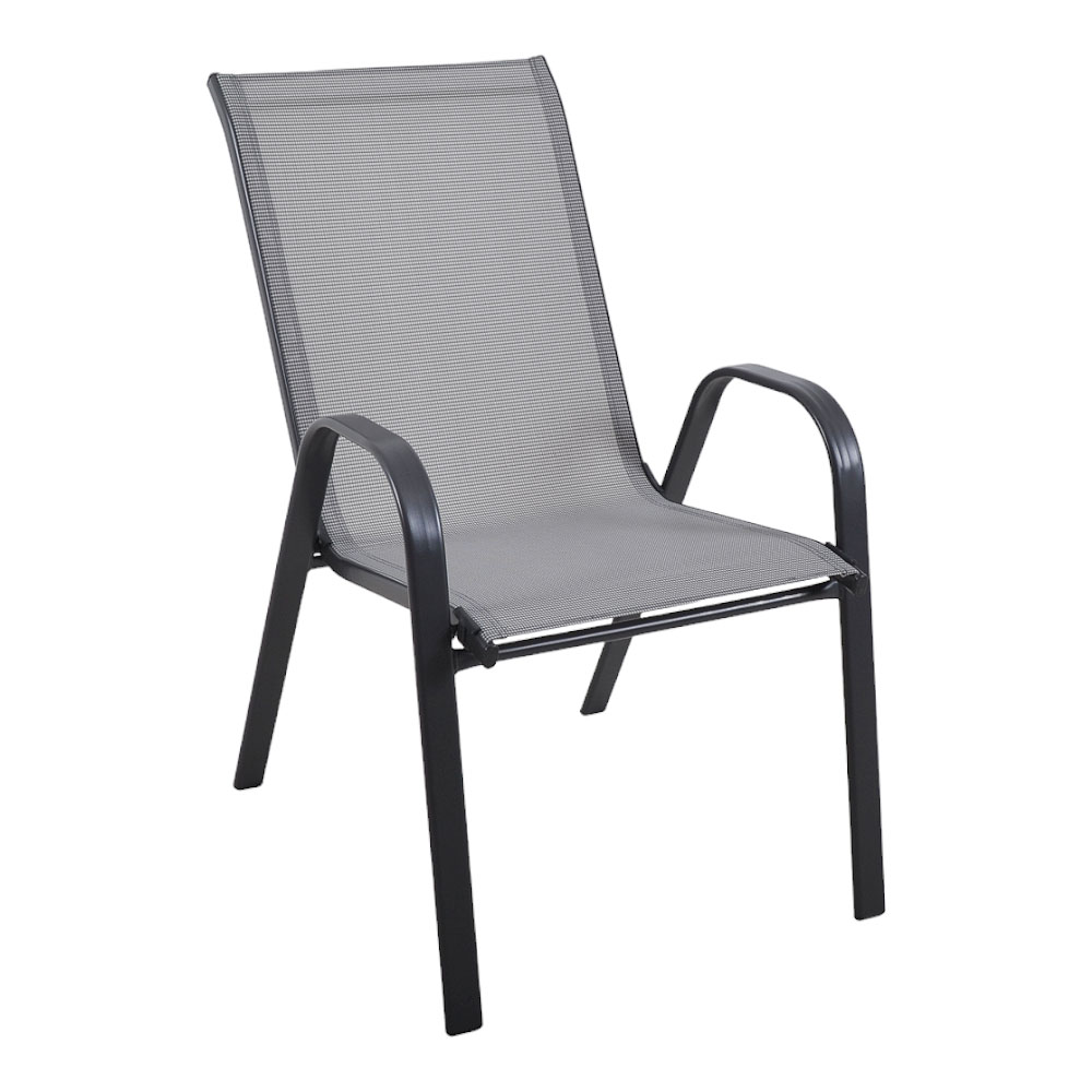 Πολυθρόνα κήπου "Roby" μέταλλο γκρι-textilene γκρι 55x75x95