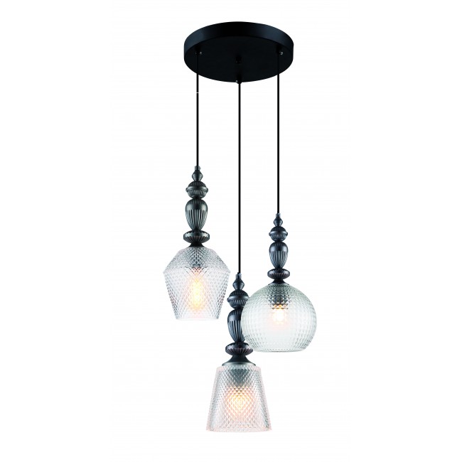 Πολύφωτο φωτιστικό "TALISA" 3φωτο γυάλινο διάφανο 40x160