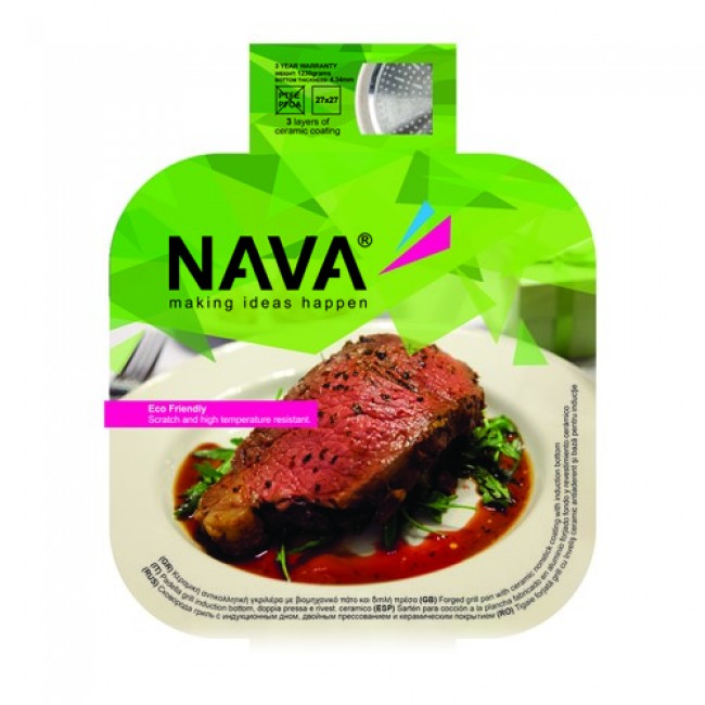 Κεραμική αντικολλητική γκριλιέρα "NAVA" αλουμινίου 27x27cm