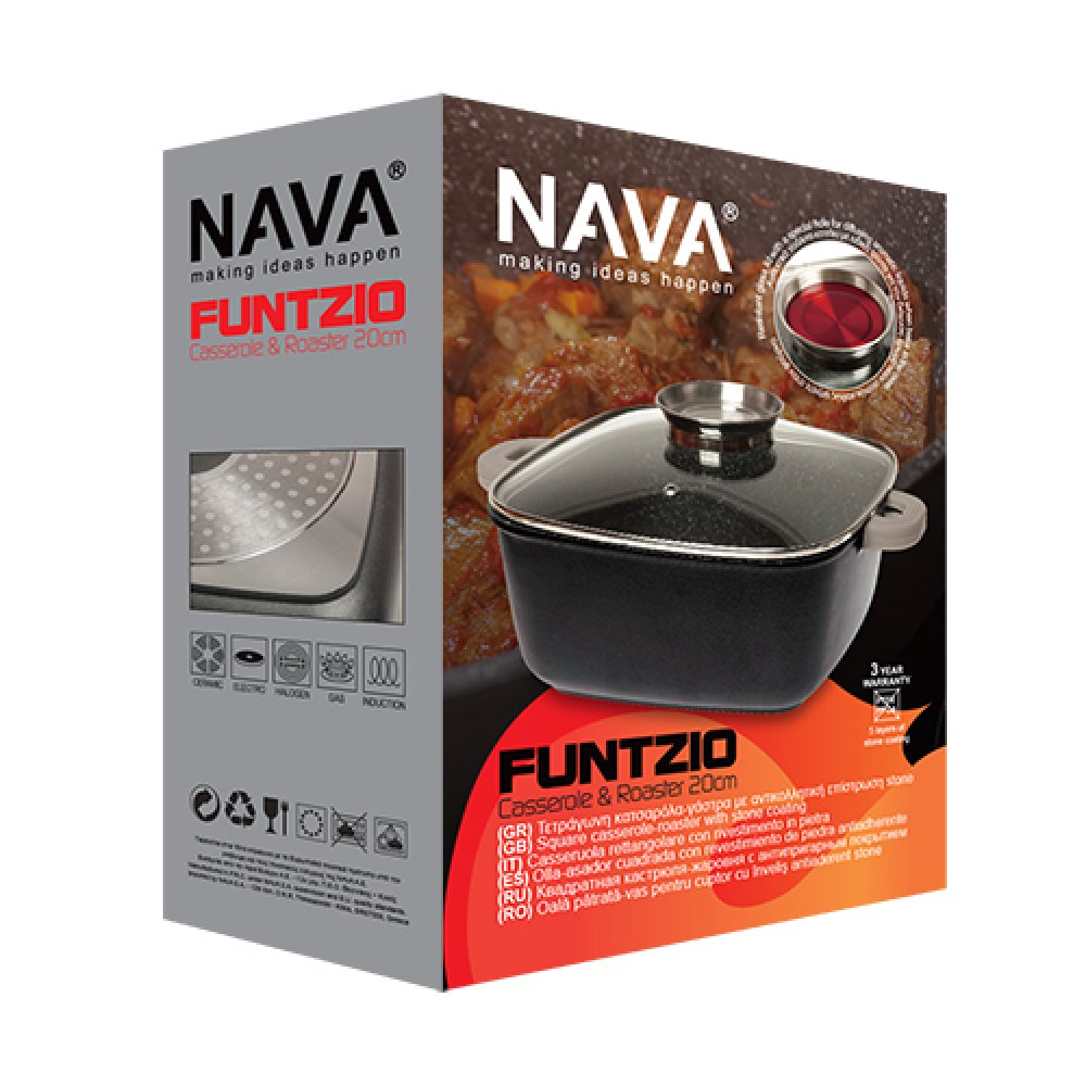 Τετράγωνη κατσαρόλα-γάστρα "NAVA" με αντικολλητική επίστρωση stone 28cm