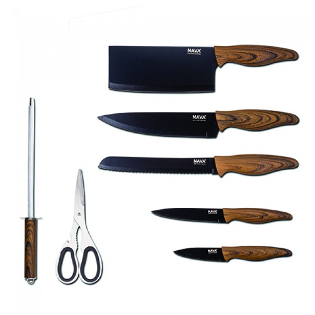 Σετ μαχαιριών 8τμχ από ανοξείδωτο ατσάλι σε βάση 25x17x36