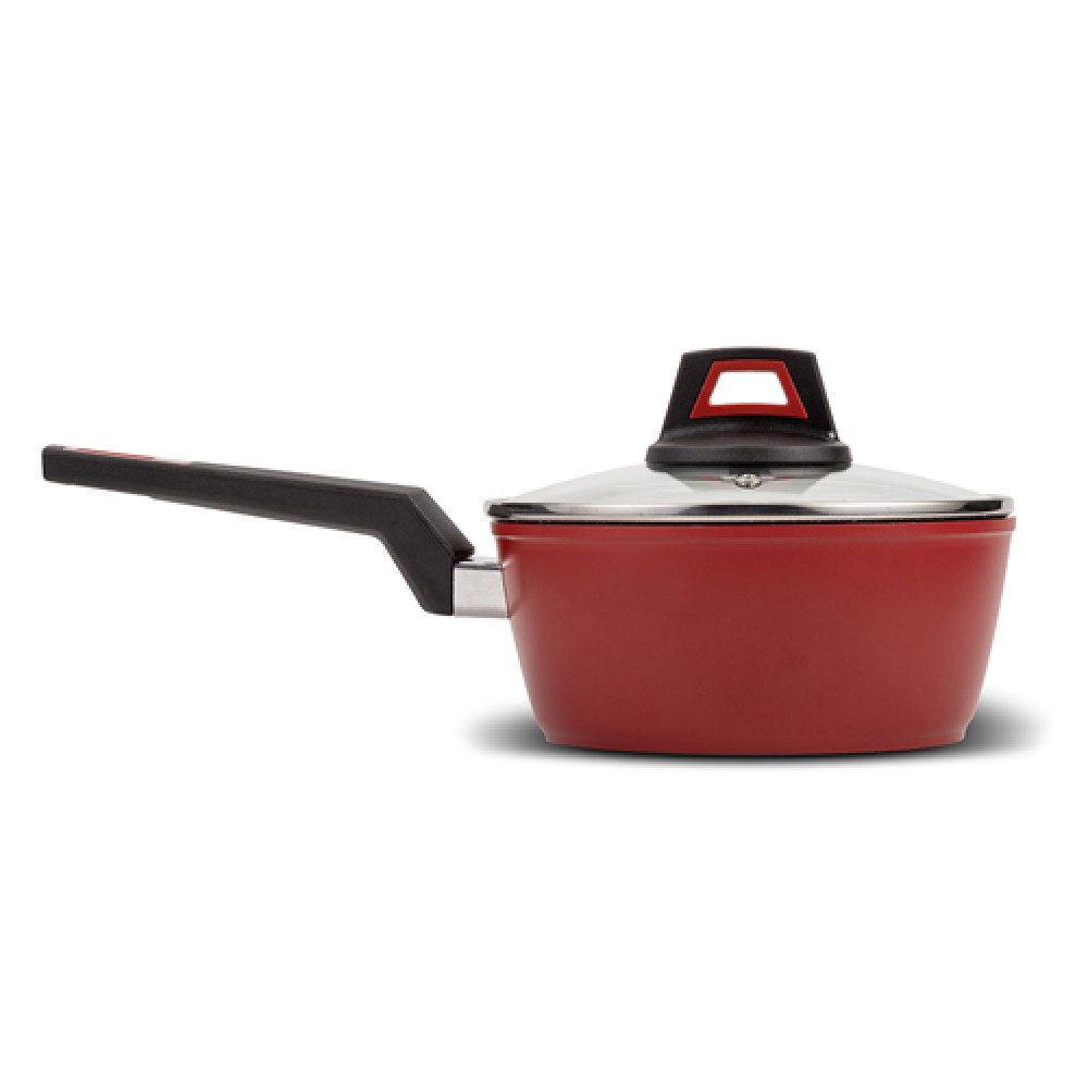 Γαλατιέρα - σωτέζα "TAURUS" με καπάκι και αντικολλητική επίστρωση stone 18cm