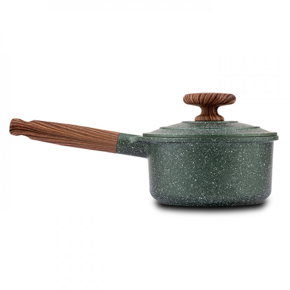 Γαλατιέρα-σωτέζα "ΩMEGA" με καπάκι και αντικολλητική επίστρωση stone 16cm