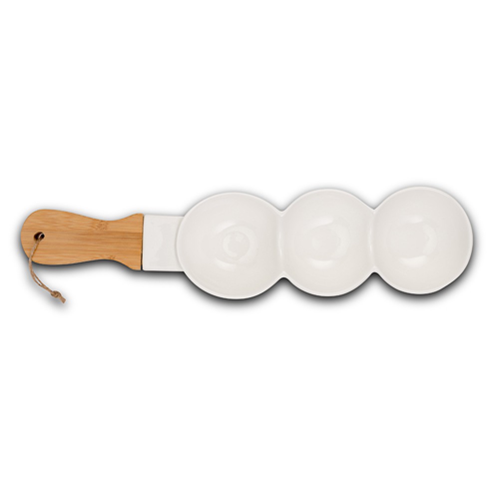 Ξηροκαρπιέρα τριών θέσεων "TERRESTRIAL" από πορσελάνη/ξύλο 41cm