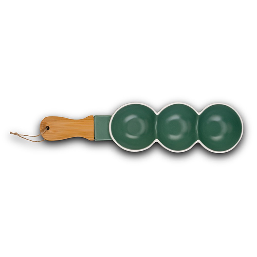 Ξηροκαρπιέρα τριών θέσεων "TERRESTRIAL" από πορσελάνη/ξύλο 41cm