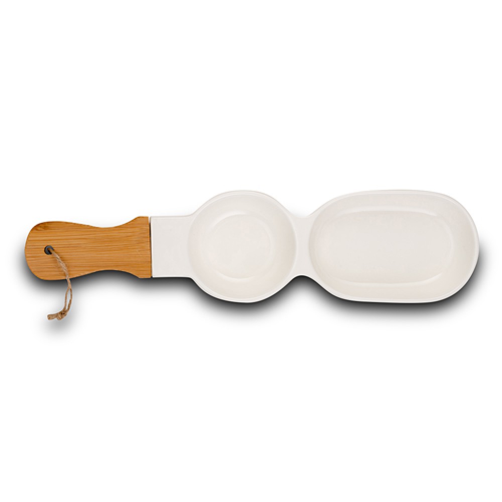 Ξηροκαρπιέρα δύο θέσεων "TERRESTRIAL" από πορσελάνη/ξύλο 39cm