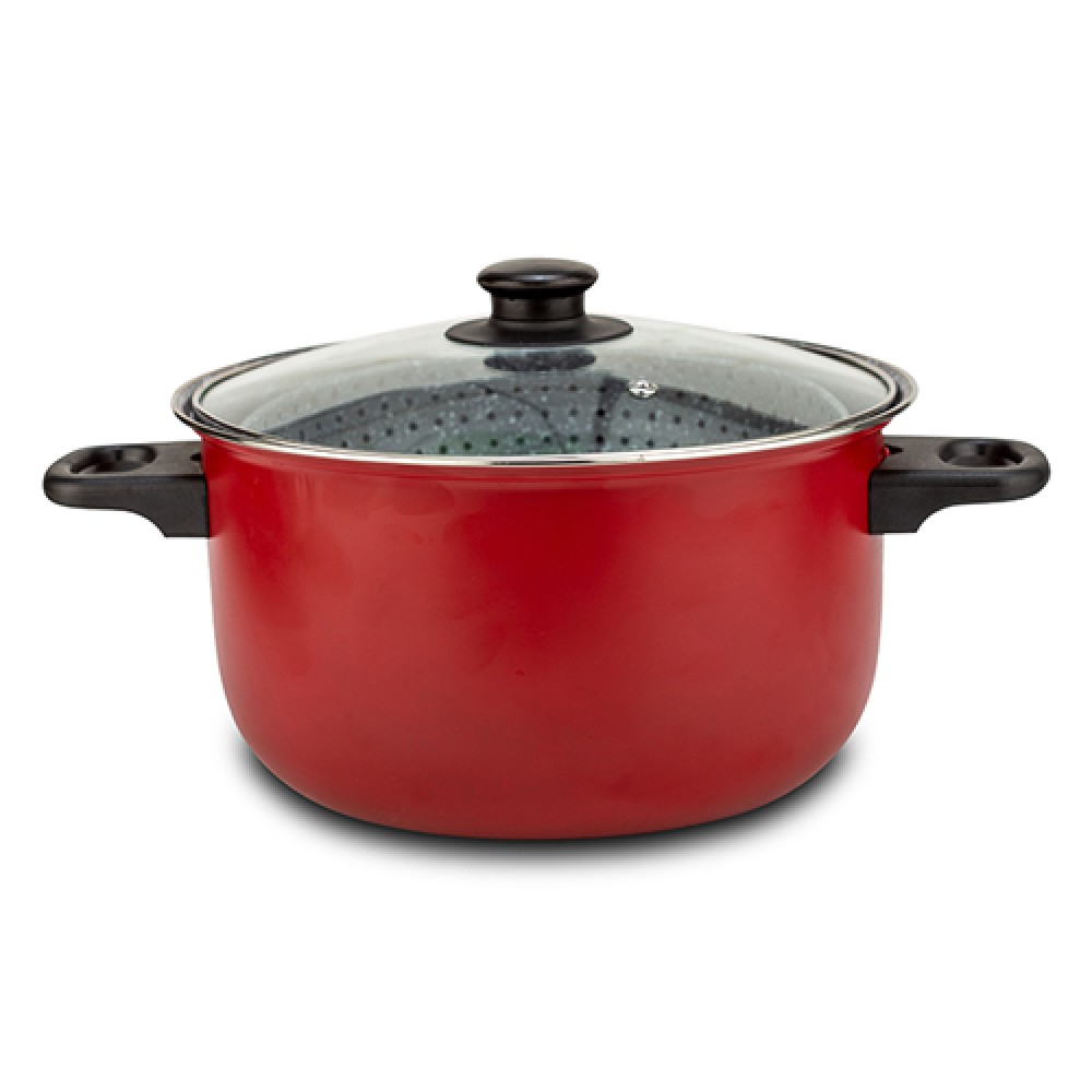 Αντικολλητική κατσαρόλα-ατμομάγειρας αλουμινίου "TAURUS" με stone επίστρωση 22cm