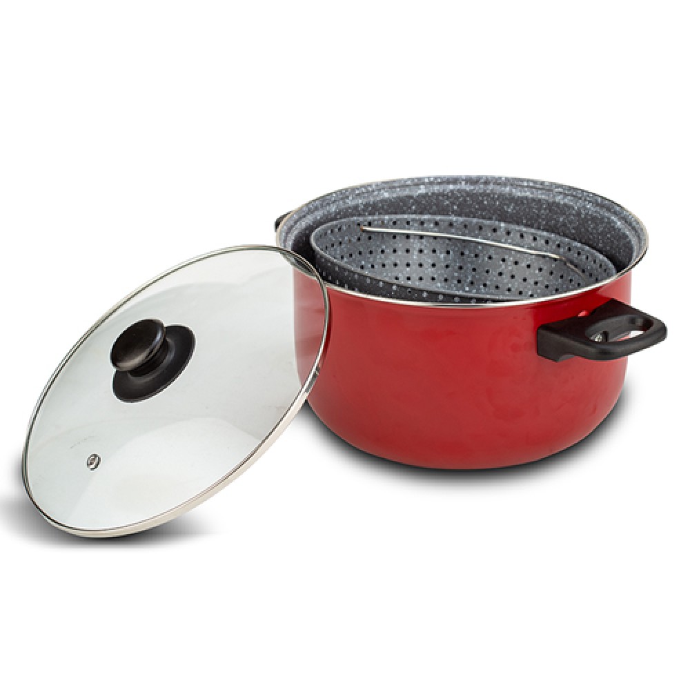 Αντικολλητική κατσαρόλα-ατμομάγειρας αλουμινίου "TAURUS" με stone επίστρωση 22cm