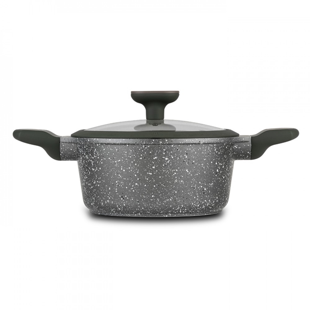 Αντικολλητική κατσαρολα με καπάκι "OLEA" με επίστρωση stone 20cm