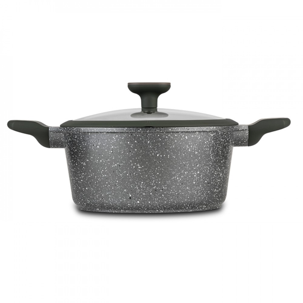 Αντικολλητική κατσαρολα με καπάκι "OLEA" με επίστρωση stone 24cm