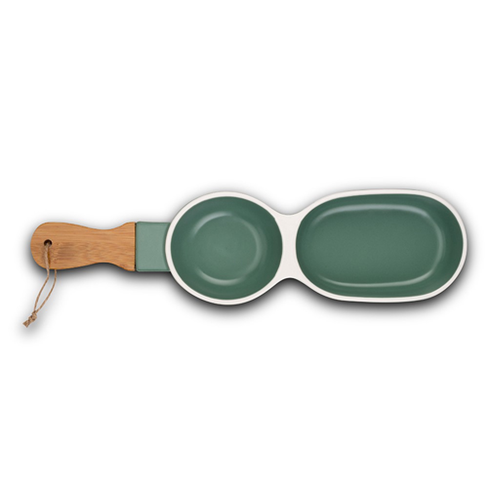 Ξηροκαρπιέρα δύο θέσεων "TERRESTRIAL" από πορσελάνη/ξύλο 39cm