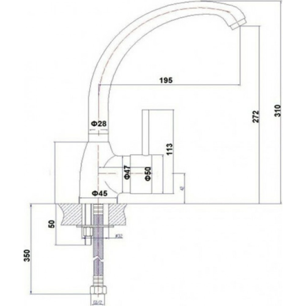 Μπαταρία κουζίνας ψηλή "MELODIA" με κεραμικό δίσκο σε χρώμα ασημί
