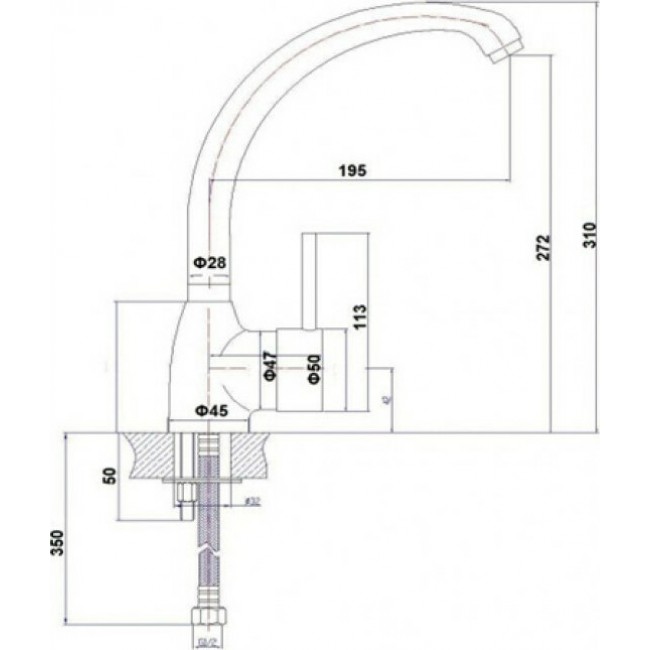 Μπαταρία κουζίνας ψηλή "MELODIA" με κεραμικό δίσκο σε χρώμα ασημί