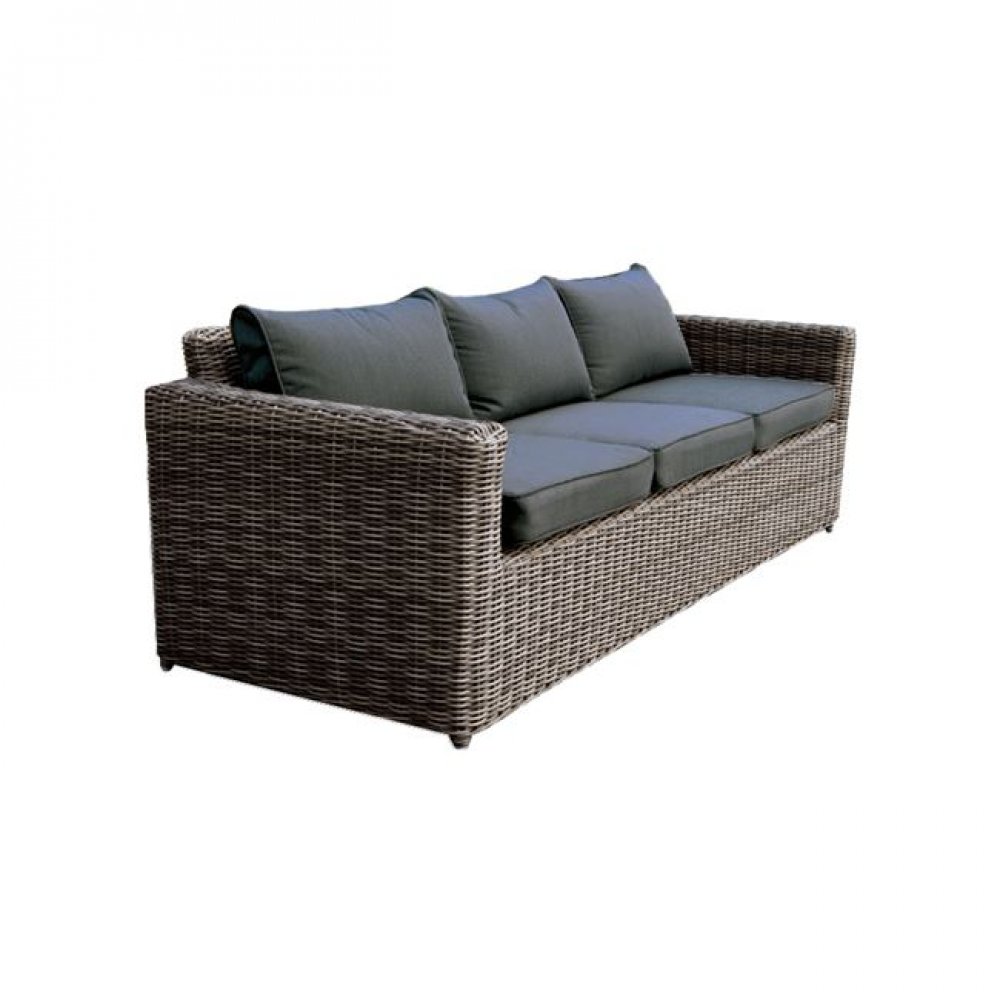 Καναπές "ARIZONA" τριθέσιος αλουμινίου με πλέξη wicker σε χρώμα καφέ 195x77x73