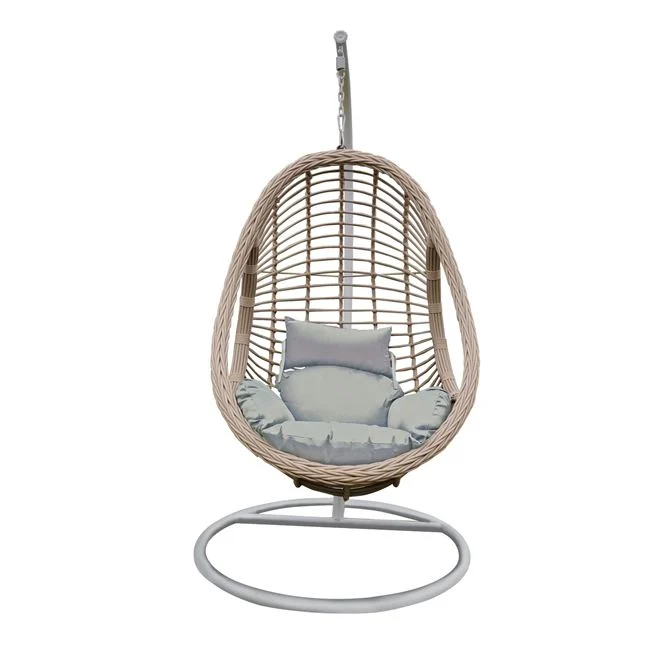 Κρεμαστή πολυθρόνα "MADRID" μεταλλική-wicker σε λευκό-γκρι 120x115x196