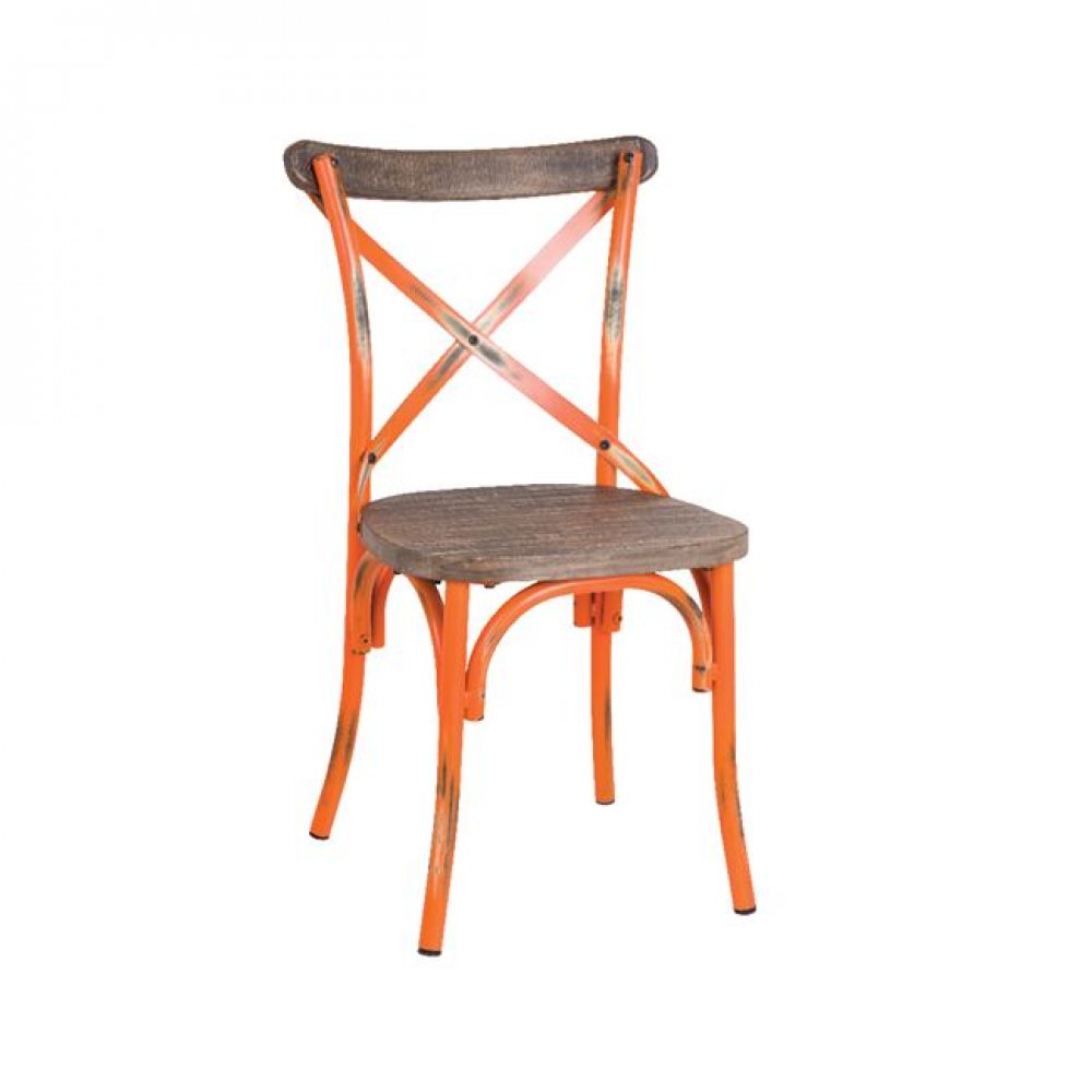 Καρέκλα "DESTINY" μεταλλική σε χρώμα αντικέ πορτοκαλί 50x52x89