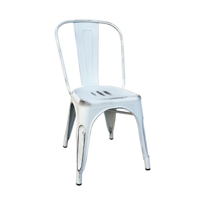 Καρέκλα "RELIX" μεταλλική σε χρώμα αντικέ λευκό 54x51x85